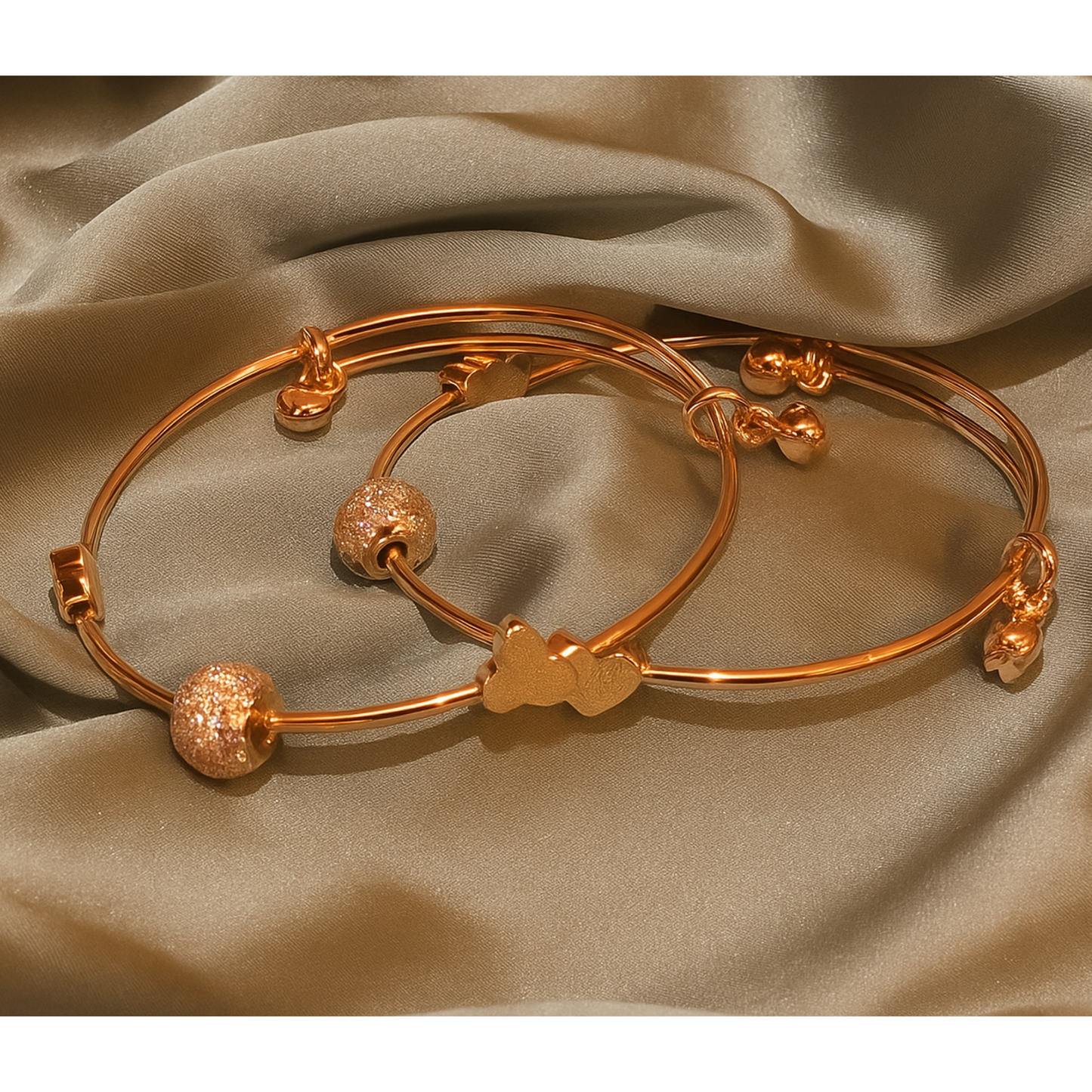 Stackable Gold Charm Bangles