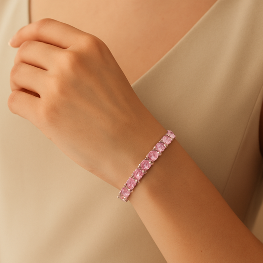 Classic Pink Crystal Tennis Bracelet