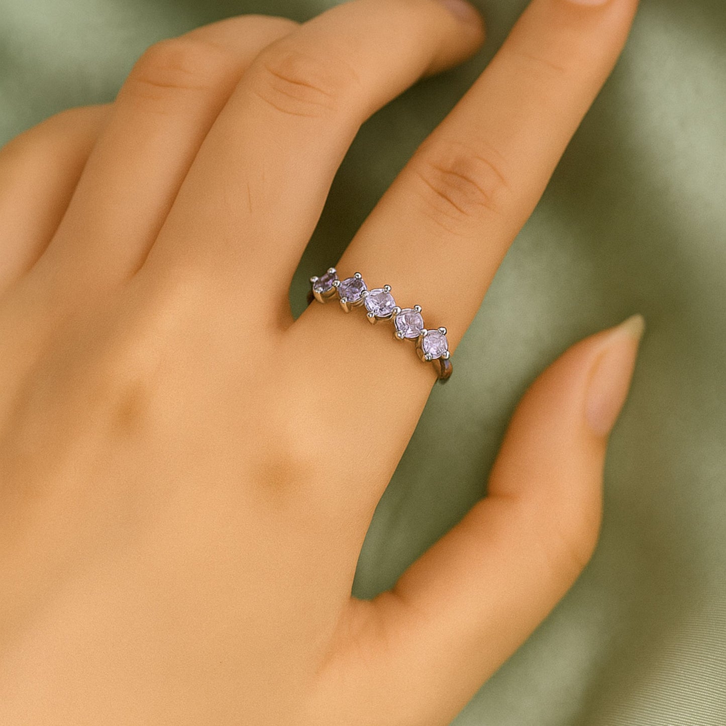 "Lilac Dreams" Five-Stone Crystal Band