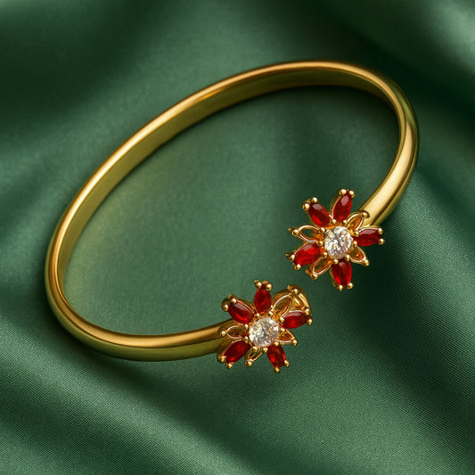 Ruby Red Flower Wrap Bangle