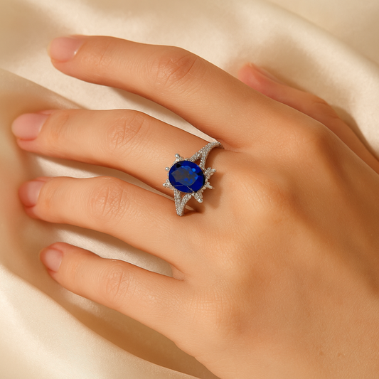 "Celestial Sparkle" Blue Statement Ring