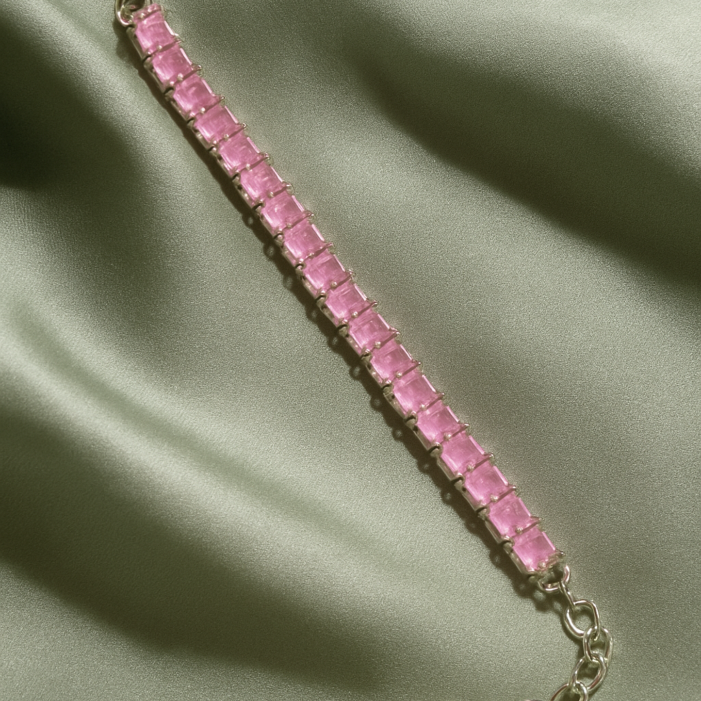 Classic Pink Crystal Tennis Bracelet