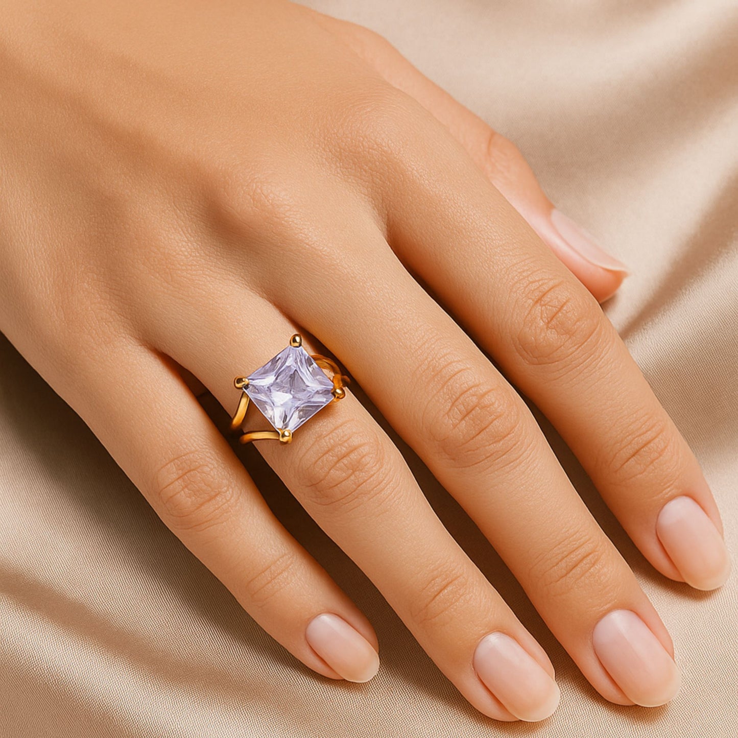 "Amethyst Aura" Pear Cut Floral Ring