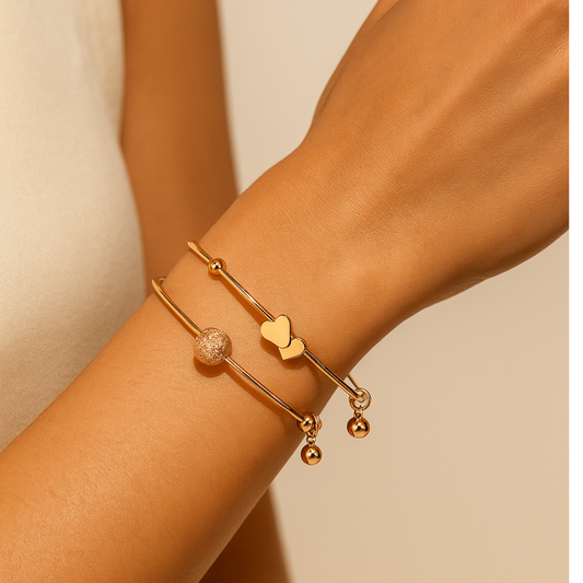 Stackable Gold Charm Bangles