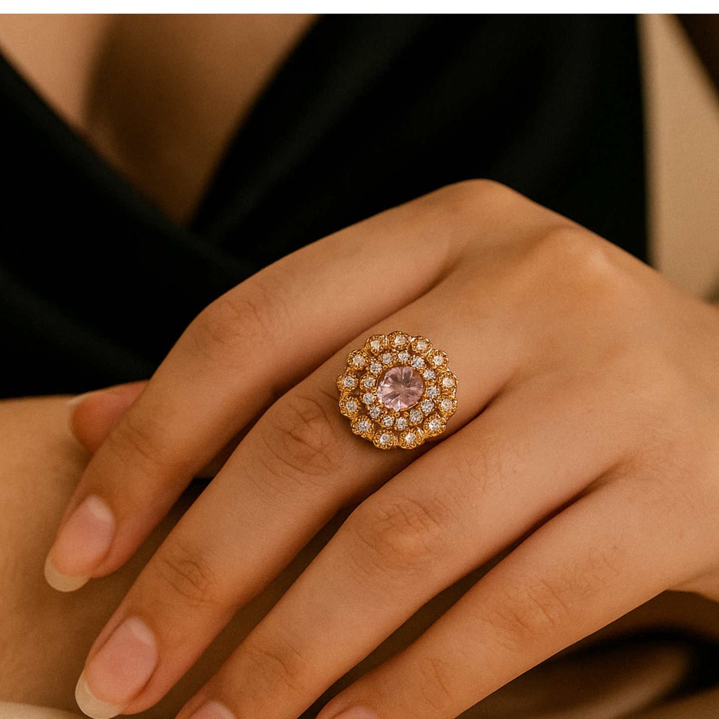 "Victorian Bloom" Amethyst Halo Ring