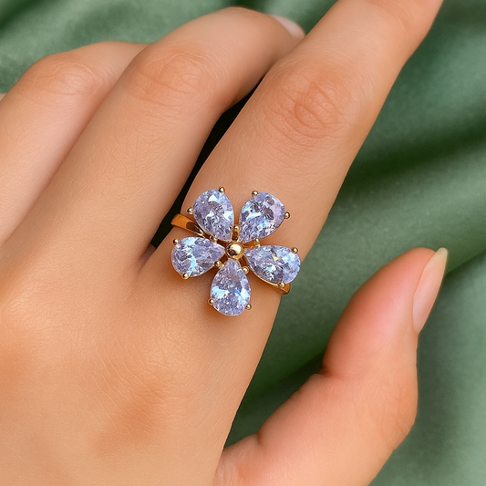 Delicate Lavender Gemstone Blossom Ring