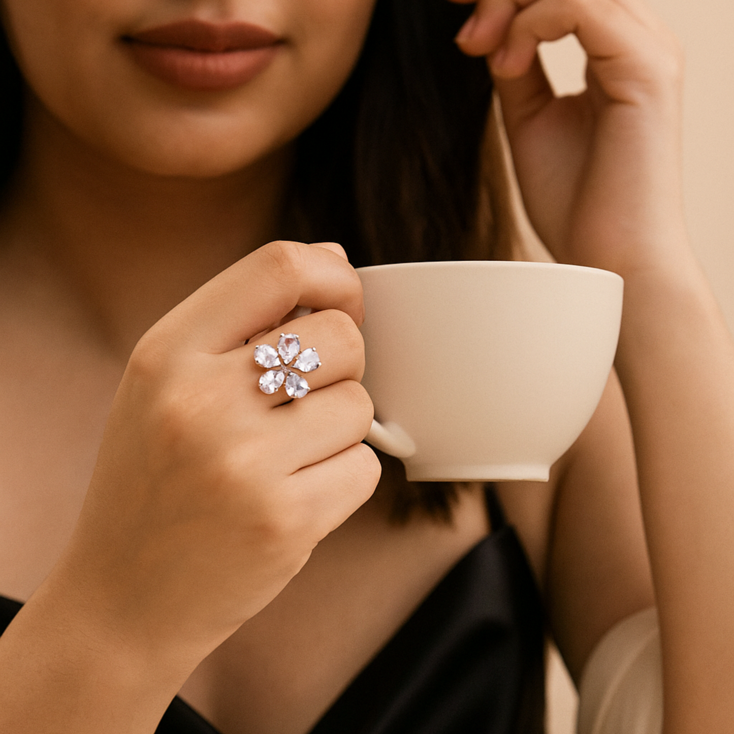 Delicate Lavender Gemstone Blossom Ring