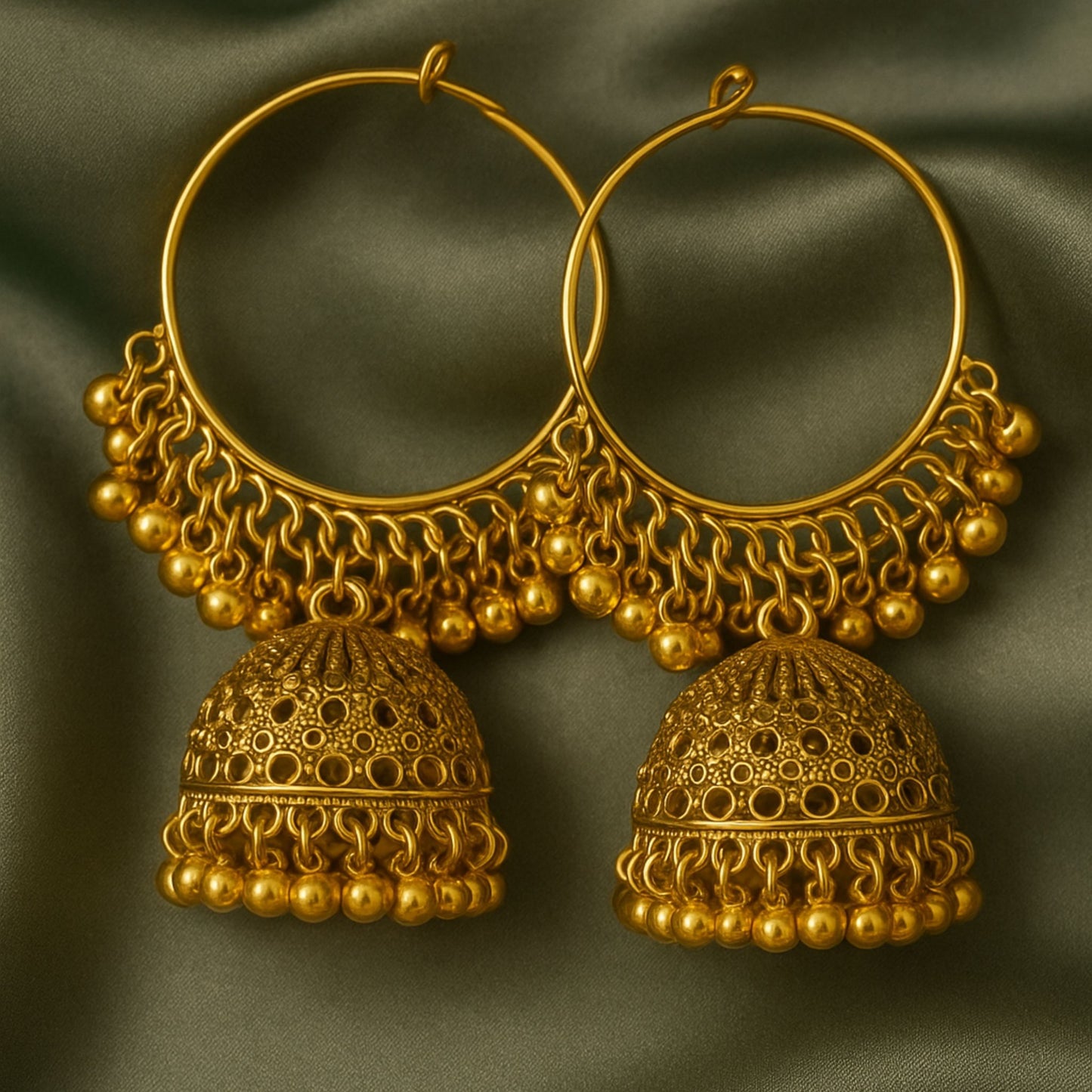 Traditional Gold Jhumka Bali Earrings